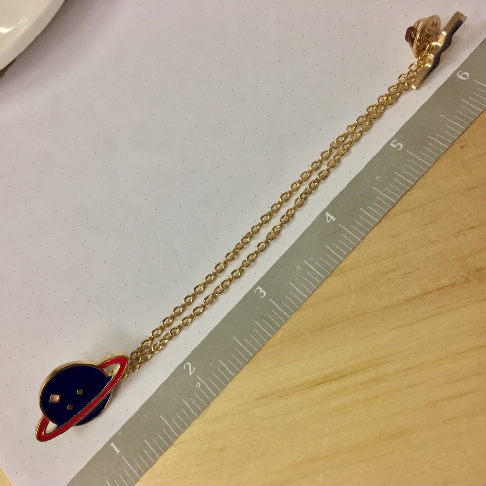 Space & lightning enamel & metal pins w/chain NIB - Picture 5 of 8